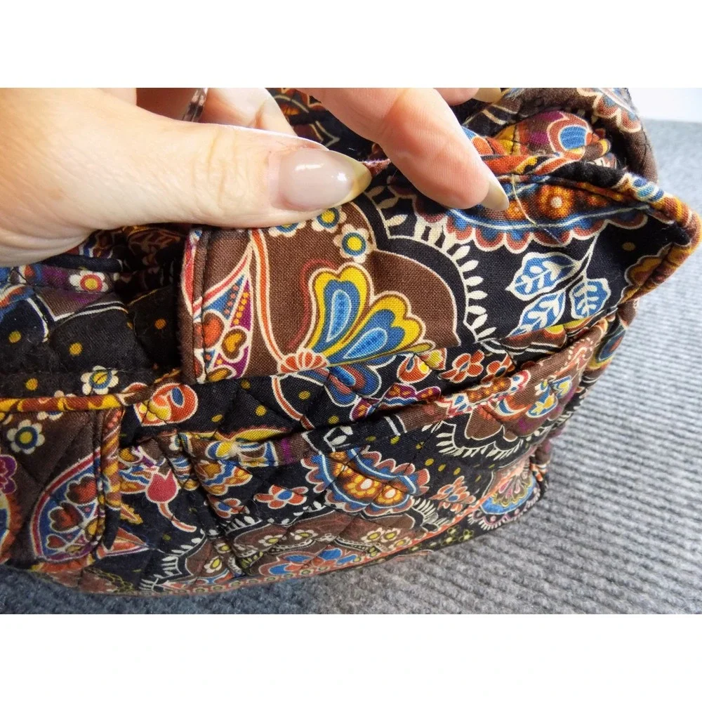 Vera Bradley Kensington Bowler Bag Blue Paisley Quilted Cotton Satchel Handbag